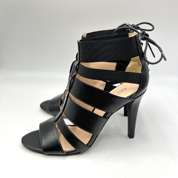 Nine West Womens Size 7 Black Corset Cage Stiletto Dress Heels‎ Sandals Shoes - Picture 3 of 11